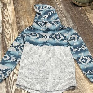Kids Aztec Pattern Hoodie - Blue and Gray